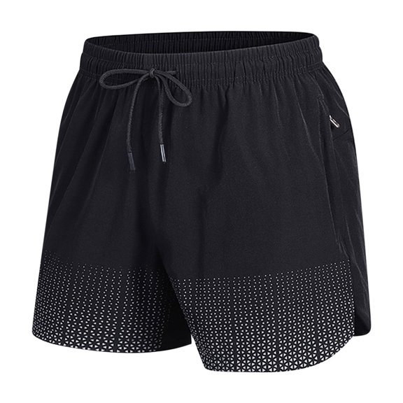 Dagegui Men's Quick Dry Athletic Shorts Lightweight Summer Workout Gym Shorts Drawstring Elastic Waist Short Pants with Zipper Pocket Black L