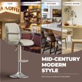 thumbnail image 2 of AFO Modern PU Leather Bar Stool Set of 6 with Backrest and Armrests, Height Adjustable 360° Swivel Counter Chair, Beige, 2 of 5