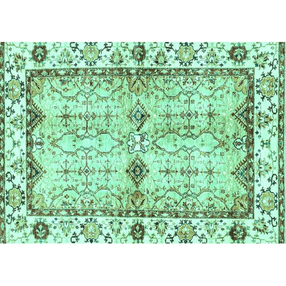 Ahgly Company Indoor Rectangle Abstract Turquoise Blue Modern Area Rugs, 3' x 5'