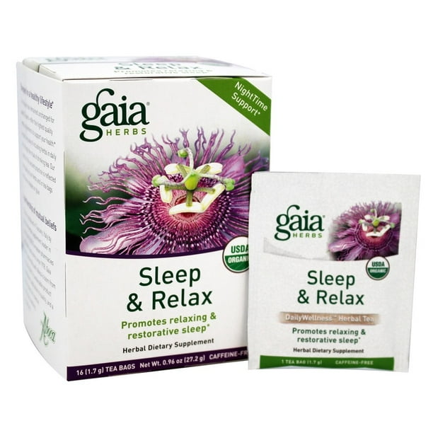 Gaia Herbs Sleep & Relax Herbal Dietary Tea 16 Tea Bags Walmart