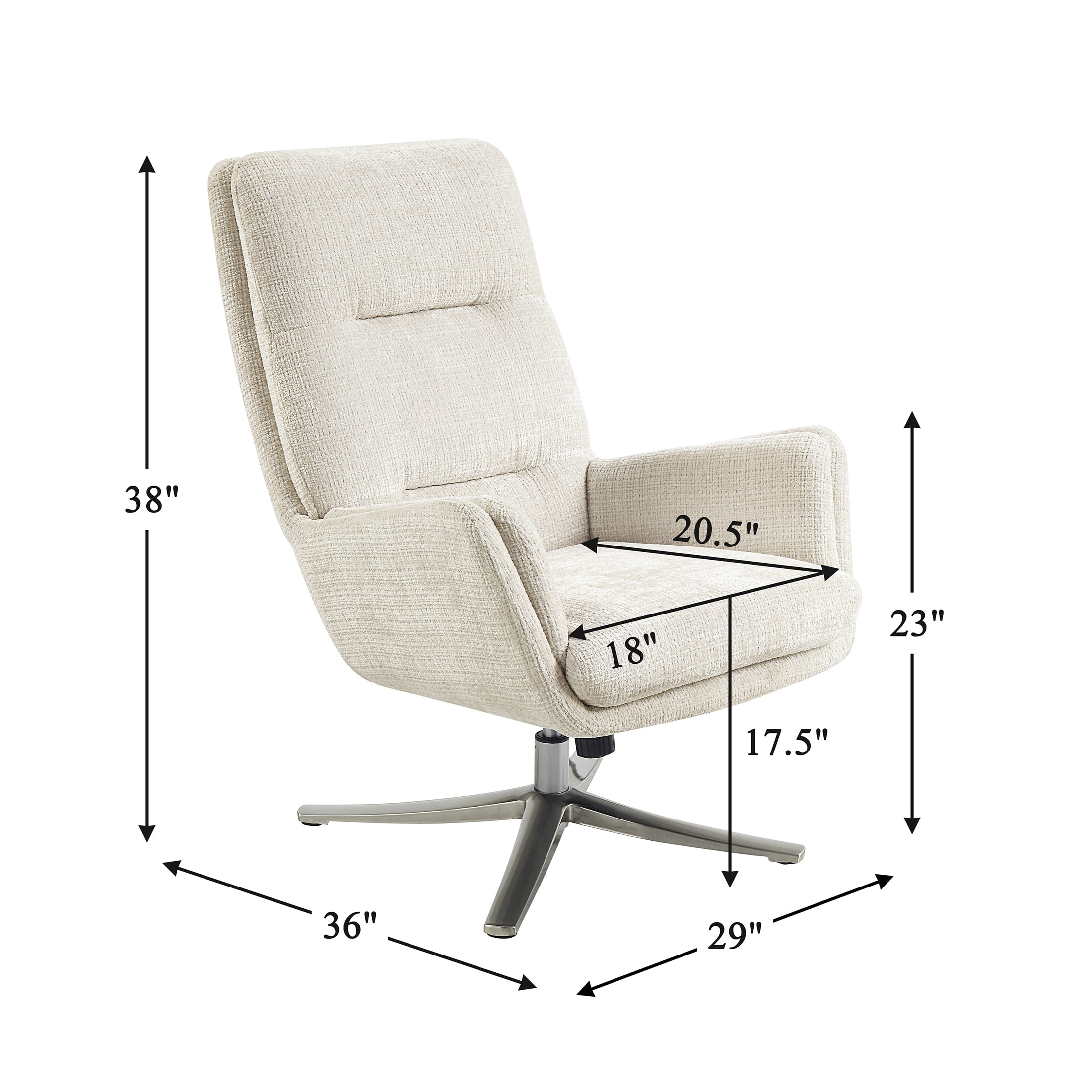 OakvillePark Windmere Chenille Swivel Chair with Ottoman, Beige