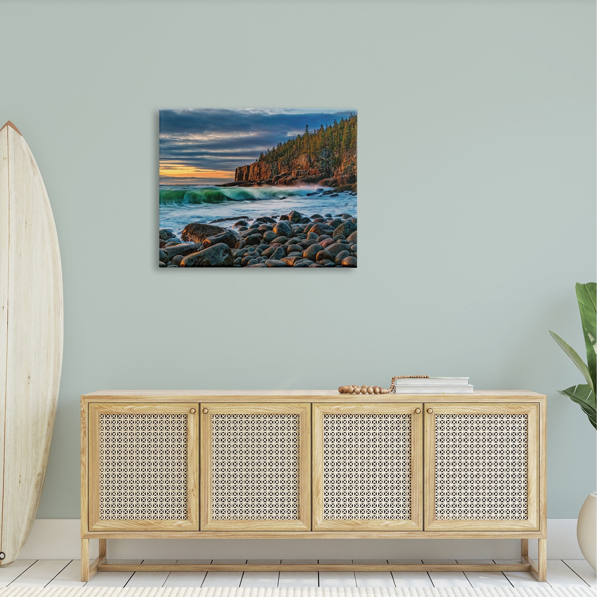 Stupell Rolling Waves Beach Rocks Coast Landscape Photography Gallery Wrapped Canvas Print Wall Art