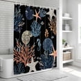 thumbnail image 5 of Black Blue Coastal Shower Curtain Set - Standard 72" x 72" Washable Bathtub Curtain with 12 Hooks, Summer Beach Coral Shell Starfish Seahorse Waterproof Fabric Shower Curtains for Bathroom/Bathtub, 5 of 6