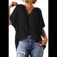 thumbnail image 3 of Blusas Elegantes e Informales para Mujer, -Verano 2025, Cuello en V, Corta, Blusas de Informales para Negocios. Negro L, 3 of 8