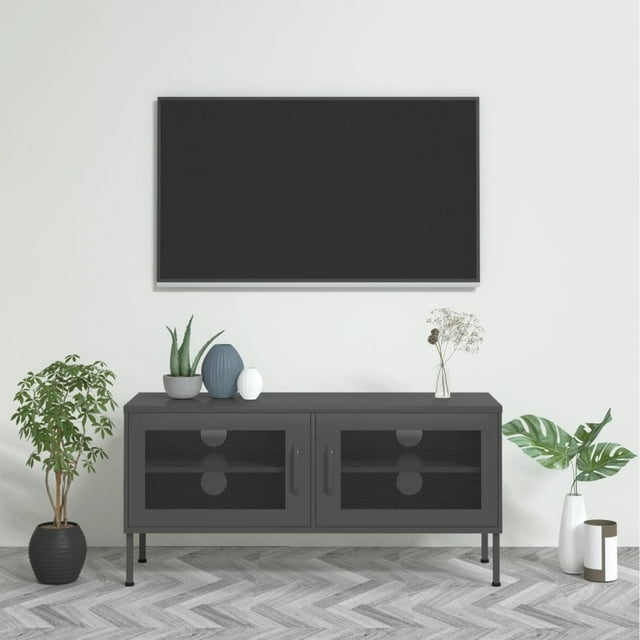 vidaXL Meuble TV - Acier Anthracite, 105x35x50 cm