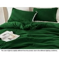 thumbnail image 6 of DNG Luxury 1 Piece Pom Pom Plain Pattern Comforter Set, 800 Thread Count, 100% Egyptian Cotton, White Vintage Pom-Pom Fringe Super Soft (King/California King Size Green Color), 6 of 9