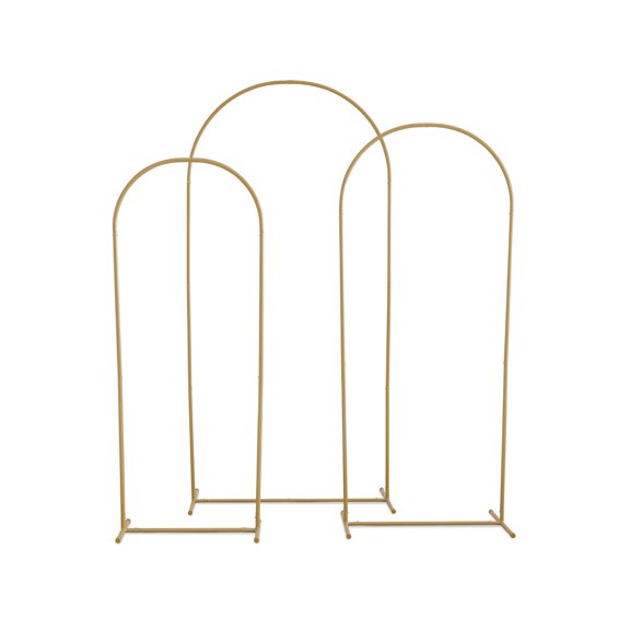 Gold Metal Backdrop Arches - Set of 3 by Celebrate It – Decorative Frame Set for Balloons - Flowers & Photo Backdrops for Weddings - Baby Showers & Events