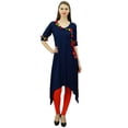 thumbnail image 5 of Phagun Angrakha Style Rayon Womens Tunic Kurta Pom-Pom Designer Kurti Top Indian Clothing, 5 of 7
