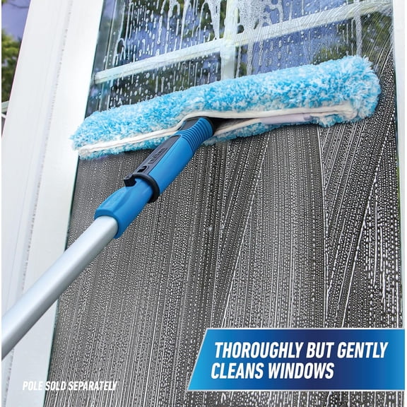Unger Professional Connect and Clean Total Pro Cleaning Kit, All-in-One Household Window Washing with Streak-Free Results, Includes 12” Squeegee, 14” Scrubber Washer, Telescopic Pole Extends Up to 6’