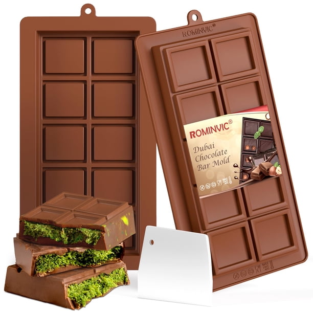 Molde para chocolate ROMINVIC Dubai, paquete de 2 con raspador de silicona