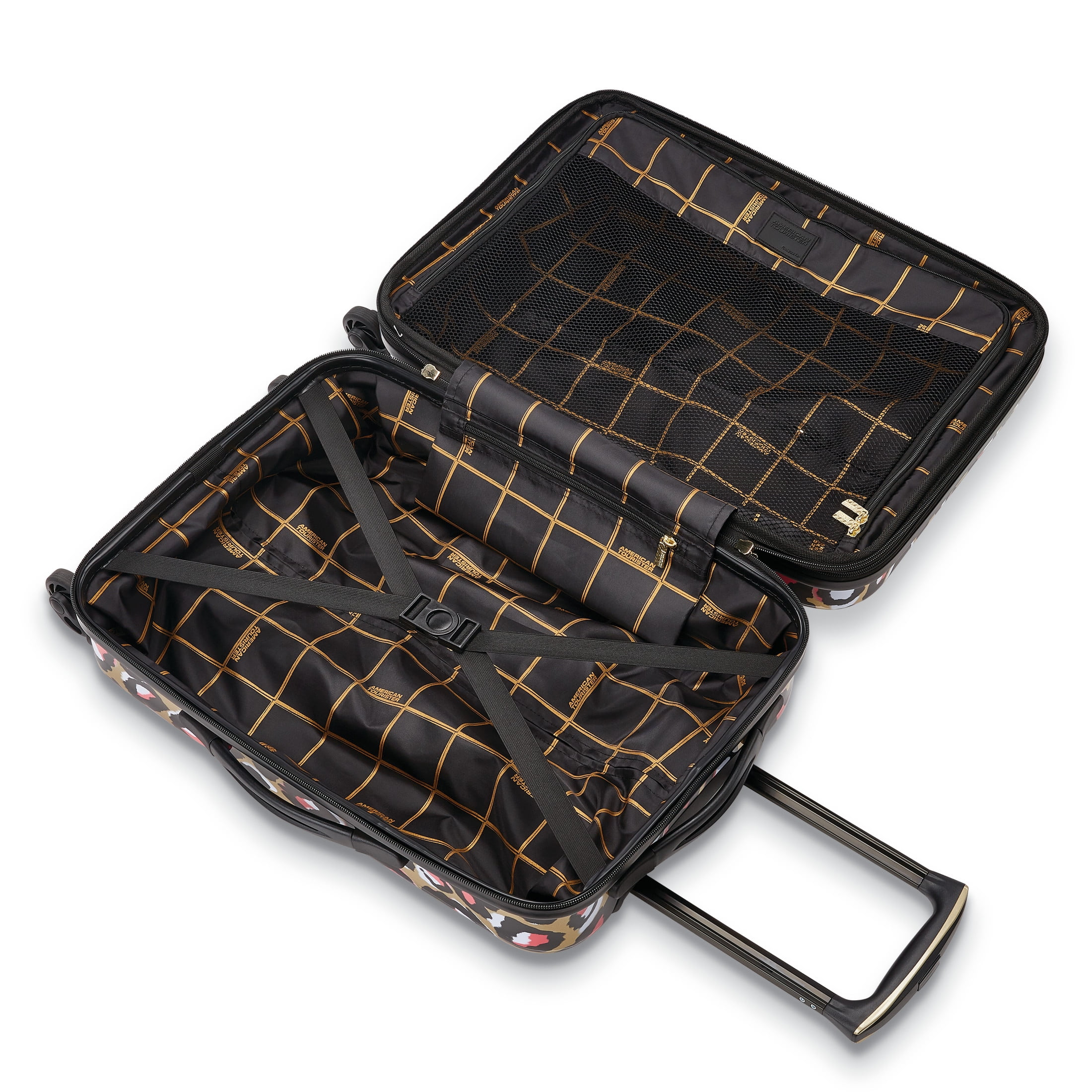 American Tourister Arabella Hardside Carry on Luggage with Spinner Wheels - Leopard Gold