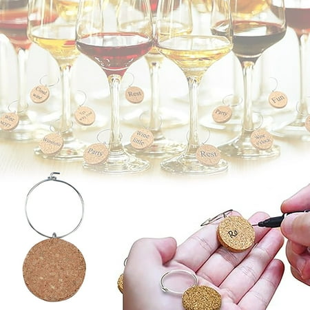 

Hot Sale 20 Pcs Charms For Stem Glasses Blank Cork Glass Charms DIY Glass Charms Gifts Drink Markers For Glass Champagne Flutes