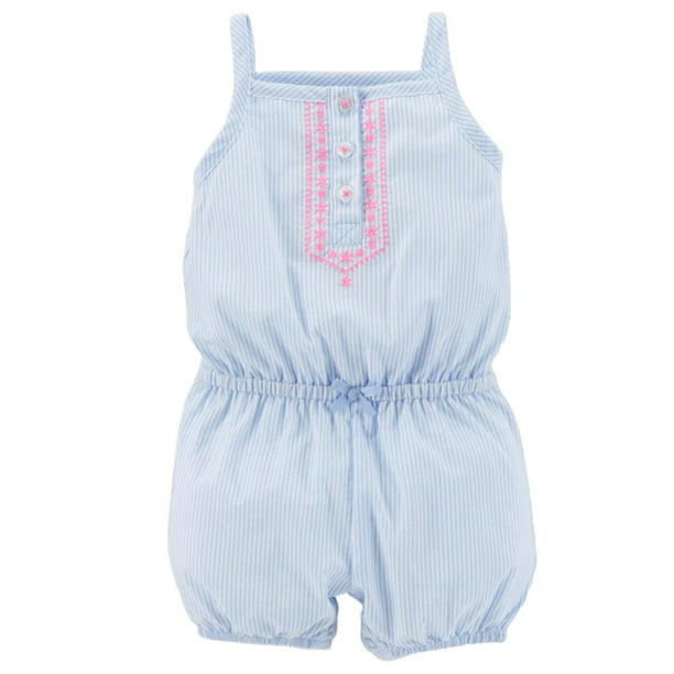 Carter's - Carters Infant Girls Blue Pinstripe Sleeveless Romper Pink ...