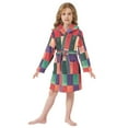 thumbnail image 6 of FORMRS Niños Bathrobe Unisex Hooded Robe Soft Plush Pajamas Sleepwear, Size 2-3T, Red and Purple Plaid Pattern, 6 of 7
