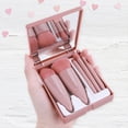 thumbnail image 1 of 5pcs Complete Travel Makeup Brush Set with Mirror - Easy to Take and Use - Mini Cosmetic Brushes for Perfect Application, 1 of 5