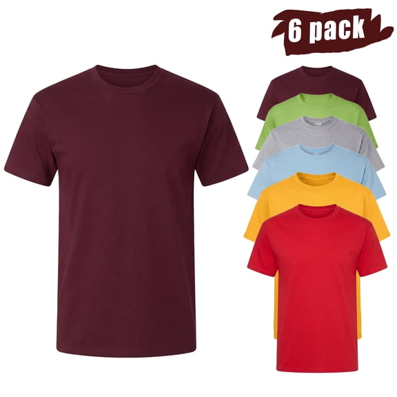 Hanes Essential T-Shirt for Men, Crewneck 100% Cotton Classic Fit Comfortable Tee, Multicolor, 6 Pack, S
