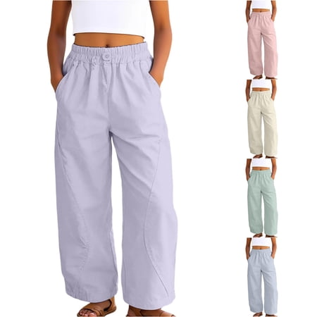 WDDDD Girls Casual Harem Pants Lightweight Loose Playwear Trousers Purple 2-3 Years