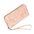 thumbnail image 2 of Zunfee Women's Vegan Leather Wristlet Wallet - Embossed Floral, Zip-Around, Detachable Strap, Pink, Free Size - Stylish for Daily Use & Gifting, 2 of 4