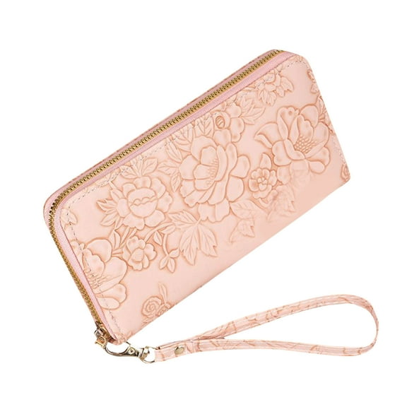 Tao Tao Wallets For Women Leather Credit Card Holder With Blocking Large Capacity Purse Wristlet Ladies Wallets Pink Free Size