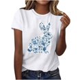 thumbnail image 5 of Pisexur Hauts pour Femmes, Hauts d'Été pour Femmes, Hauts pour Dames, Nouveau Pull à Manches Courtes Col Rond Décontracté Imprimé Bleu, 2TG, 5 of 5