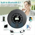 thumbnail image 5 of Reproductor de CD Bluetooth de 1500 MAh con Transmisor FM, Auriculares, Entrada AUX, USB, Antisaltos, Disco Compacto Portátil para Coche., 5 of 5