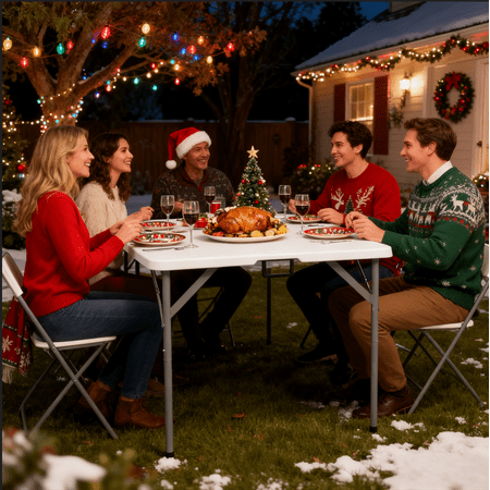 Condition photo showing New/Like New for ktaxon 34 folding table fold in half square table portable plastic dining card table for outdoor and indoor for picnic party bbq white