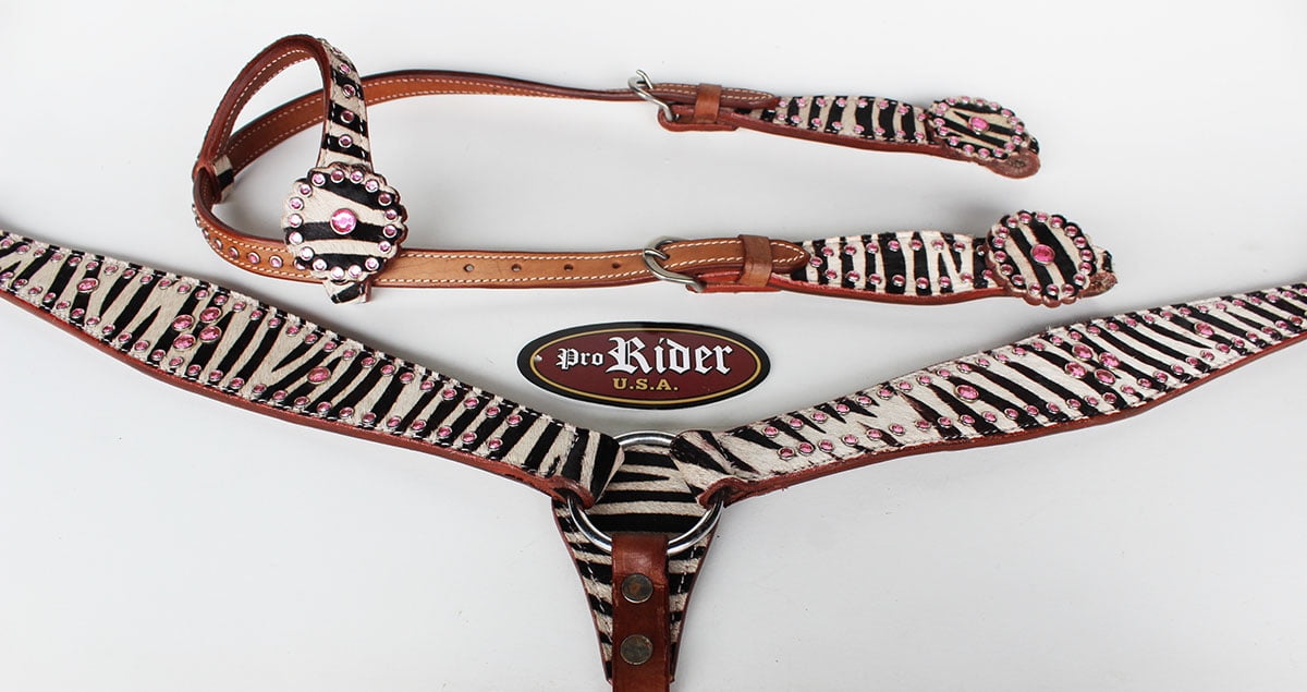 CHALLENGER Horse Show Saddle Tack Bridle Western Leather Headstall Pink 78167HB