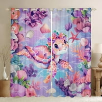 Erosebridal Sealife Turtle Curtains for Living Room,Marine Animal 30%-50% Blackout Curtains Set of 2 (38x45),Uderwater World Decor