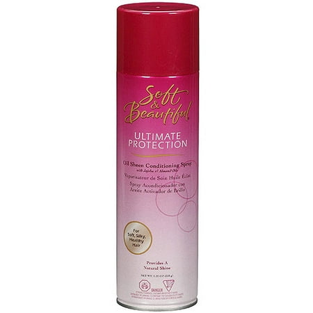 Soft & Beautiful Conditioning Sheen Hair Spray - For Wavy, Curly, Coily Hair. Contains Coconut Oil, Olive Oil, Argan Oil, 11.25 Oz.