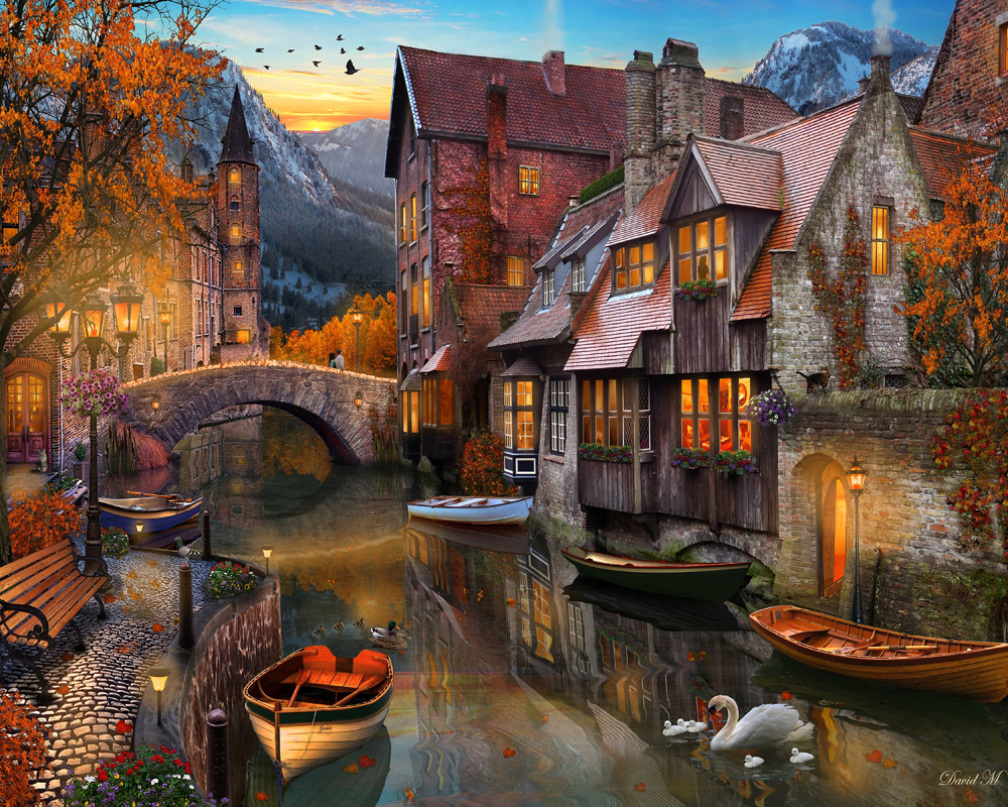 Vermont Christmas Company Autumn Canal - 1000 Piece Jigsaw Puzzle
