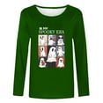 thumbnail image 4 of LYEAA Halloween Cute Graphic Tees for Women Long Sleeve Plus Size Crew Neck Regular Straight Cuff Casual Wear Ghost Holiday Clothes Green 2XL, 4 of 4