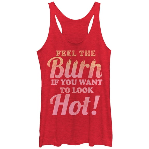 Women's CHIN UP Feel the Burn if You Want to Look Hot  Racerback Tank Top Red Heather Small