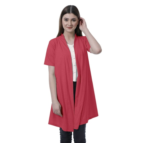 Moomaya Womens Half Sleeve Shrug Open Front Long Cardigan Lightweight Summer Fit