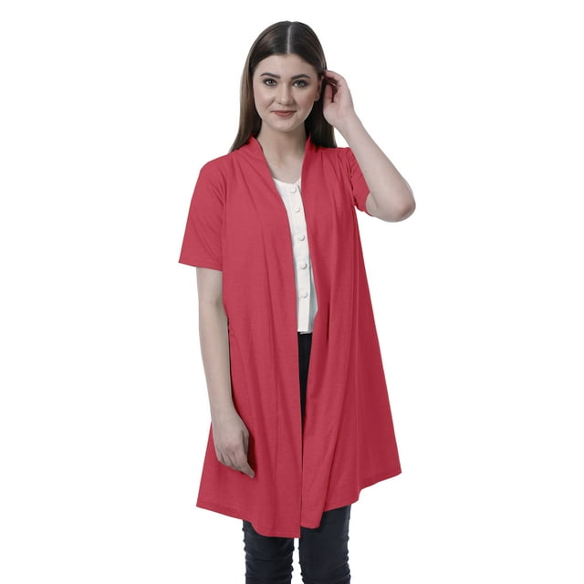 Moomaya Womens Half Sleeve Shrug Open Front Long Cardigan Lightweight Summer Fit