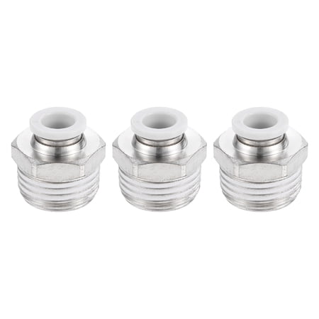 Uxcell 3 Pack Pneumatic Fitting PC8-04 8mm Tube OD x 1/2 PT Push Connect Straight Fitting for 3D Printer White
