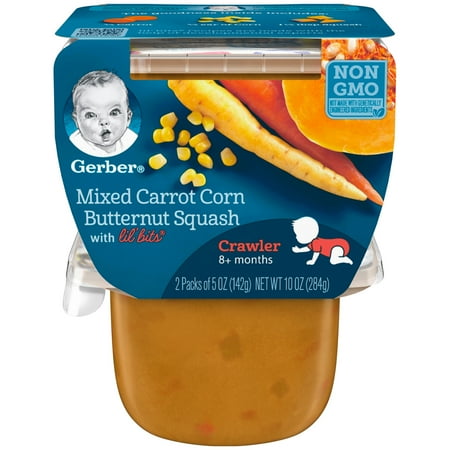 Gerber 3rd Foods Lil' Bits Mixed Carrots, Corn & Butternut Squash Baby Food, 5 oz Tubs, 2 Count (Pack of 6)