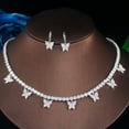 thumbnail image 2 of Lovely White Gold Butterfly Drop Earrings Choker Necklace Set for Brides Wedding, 2 of 9