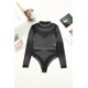 thumbnail image 1 of ABPHQTO Body de manga larga de malla transparente con diamantes de imitación negros para mujer, 1 of 5