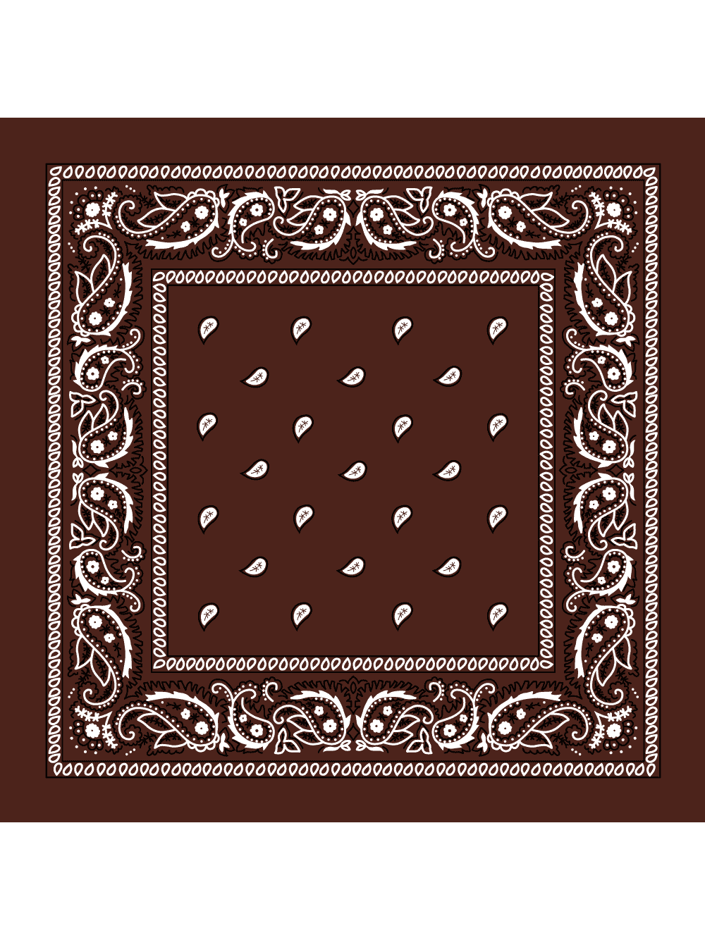 Dark Brown Paisley Bandana Single Piece 22x22