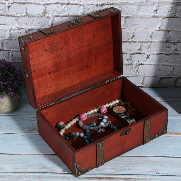 TOPINCN Wooden Box Vintage Suitcase Lockable Box Vintage Wooden