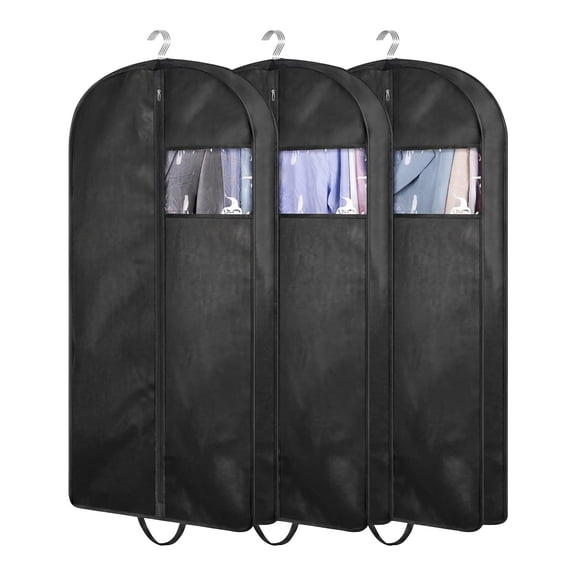 43" Suit Bags for Closet Storage and Travel – Gusseted Hanging Garment Bags for Men, Suit Cover with Handles for Clothes, Coats, Jackets, Shirts (3 Packs)