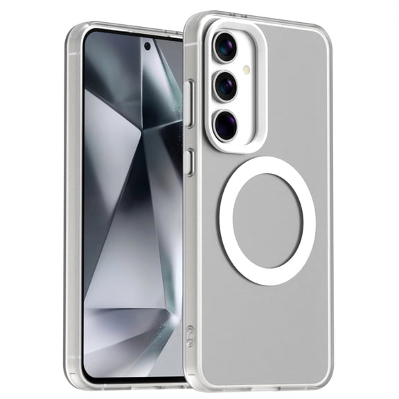 Magnetic Case for Samsung Galaxy S24, [Stronger Magnet] Compatible with MagSafe, Crystal Clear Protective Phone Cover, Military Grade Drop Tested Shockproof Slim Hard PC Back,White