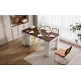 thumbnail image 2 of HORIZON Extendable Dining Table with 3 Removable Middle Leaves, Mobile Rolling Island Table with Power Outlet, Cabinet with Storage for dining room and living room (CREAMY WHITE+ WALNUT), 2 of 70