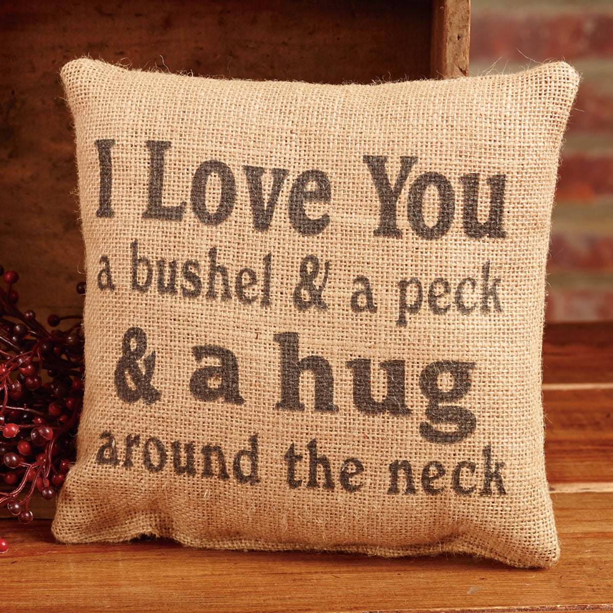 Small Burlap Blessed Country Pillow