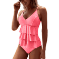 thumbnail image 1 of Women's Sexy Ruffle Strap Bikini - Solid Color Swimsuit, 1 of 1