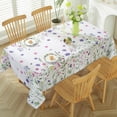 thumbnail image 2 of Spring Summer Tablecloth Rectangle 60 x 120 Inch Wildflowers Butterfly Watercolor Floral Table Cloth, Waterproof Machine Washable Fabric Table Cover for Dining, Party, Indoor, Outdoor, Green, 2 of 5