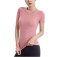 thumbnail image 1 of mfyjkho Tops Para Salir, Traje De Yoga Ajustado De Manga Corta Deportivo Elástico De Verano Para Mujer, Camiseta/Camiseta De Manga Corta Con Cuello Redondo Tops Para Hacer Ejercicio Para Mujer L, 1 of 3