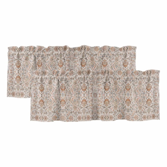 2 Pack Boho Vintage Valance for Window Tribal Style Flowers Kitchen Valance Rod Pocket Short Curtain Topper Decorative Window Treatment for Living Room Bedroom 42"x18"