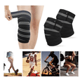thumbnail image 2 of 1 Par Vendas Para Rodilla Elastica Rodilleras Gym Lab.G, Negra con Gris, 2 of 5