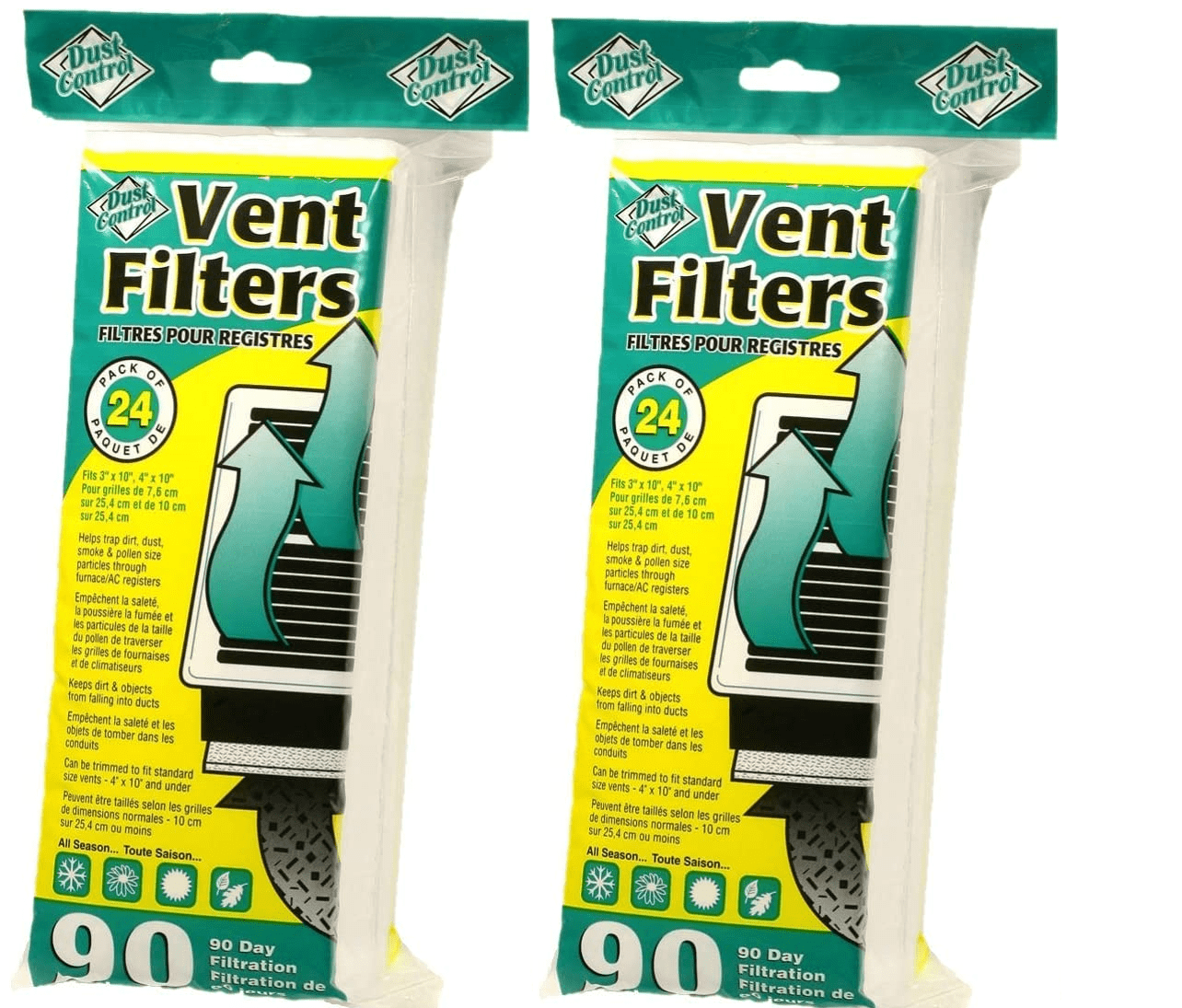 Dust Control Air Vent Filters - 48 Air Vent Filters for Home| Helps Trap Dirt, Dust, Smoke, Pollen Size Particles | Provides Fresh, Filtered Air | for Bathrooms, Bedrooms, Kitchen, Family Rooms